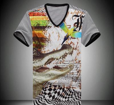 時尚男裝新寵 莫代爾V領短袖T恤數碼印花加肥碼批發解析